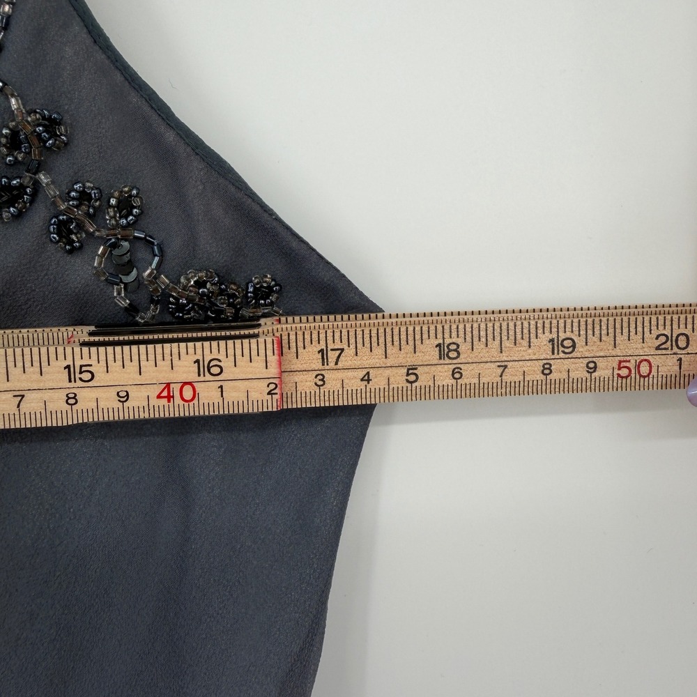 Vintage Scala 100% Silk Beaded Ombre Fairy Whimsigoth Handkerchief Hem Dress L - Picture 16 of 16